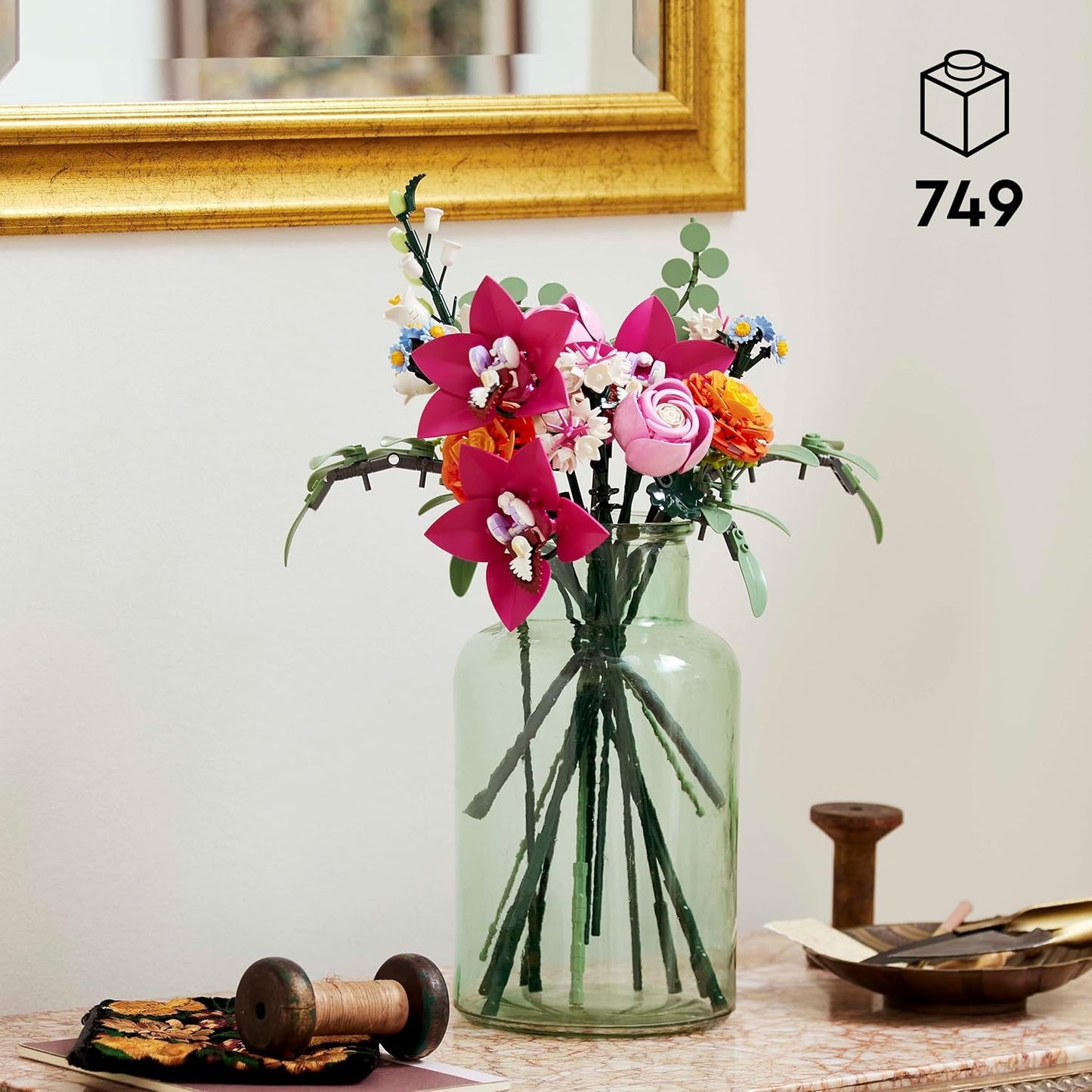 LEGO Botanical Ramo de Flores Fantasía en Rosa Maqueta para Adultos, Regalo para el Día de la Madre, Decoración Floral para el Hogar y Oficina con Margaritas, Eucalipto Artificial y Rosas 10342