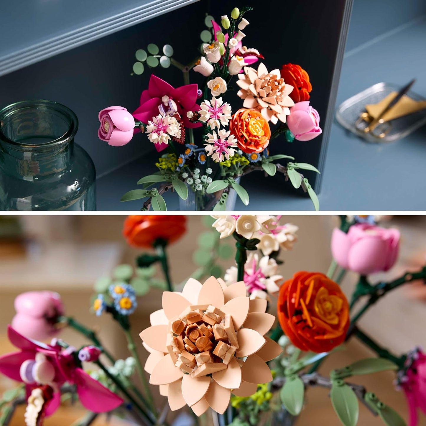LEGO Botanical Ramo de Flores Fantasía en Rosa Maqueta para Adultos, Regalo para el Día de la Madre, Decoración Floral para el Hogar y Oficina con Margaritas, Eucalipto Artificial y Rosas 10342