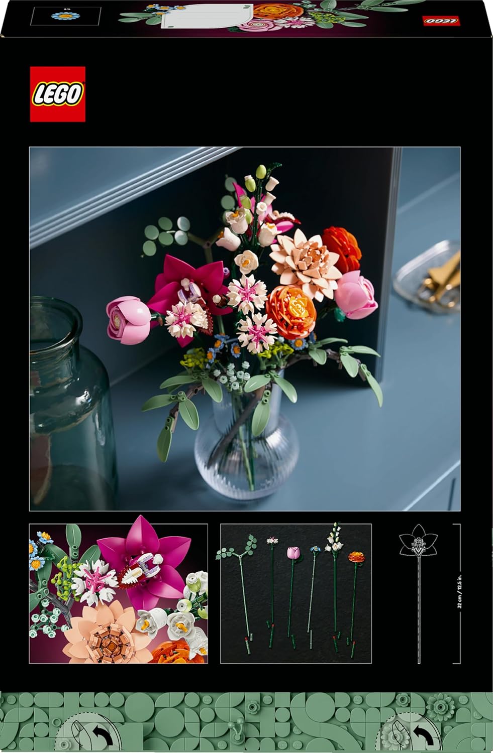 LEGO Botanical Ramo de Flores Fantasía en Rosa Maqueta para Adultos, Regalo para el Día de la Madre, Decoración Floral para el Hogar y Oficina con Margaritas, Eucalipto Artificial y Rosas 10342