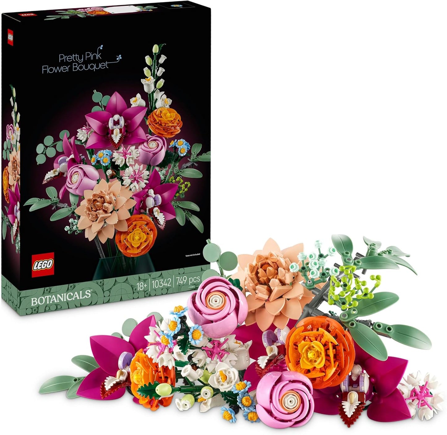 LEGO Botanical Ramo de Flores Fantasía en Rosa Maqueta para Adultos, Regalo para el Día de la Madre, Decoración Floral para el Hogar y Oficina con Margaritas, Eucalipto Artificial y Rosas 10342