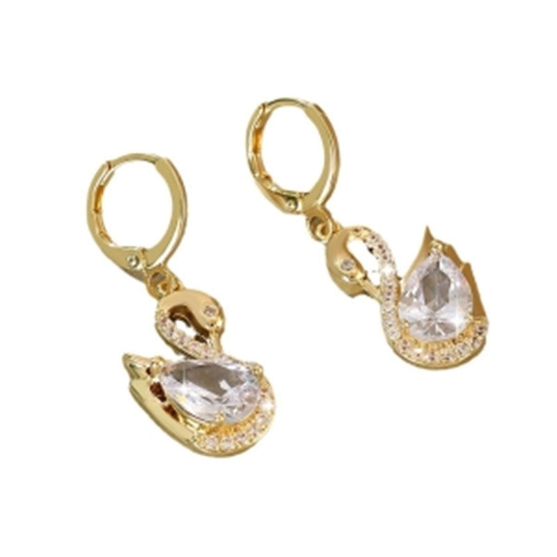 pendientes de cisne con brillantes