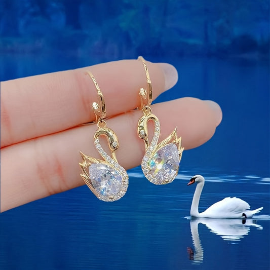 pendientes de cisne con brillantes