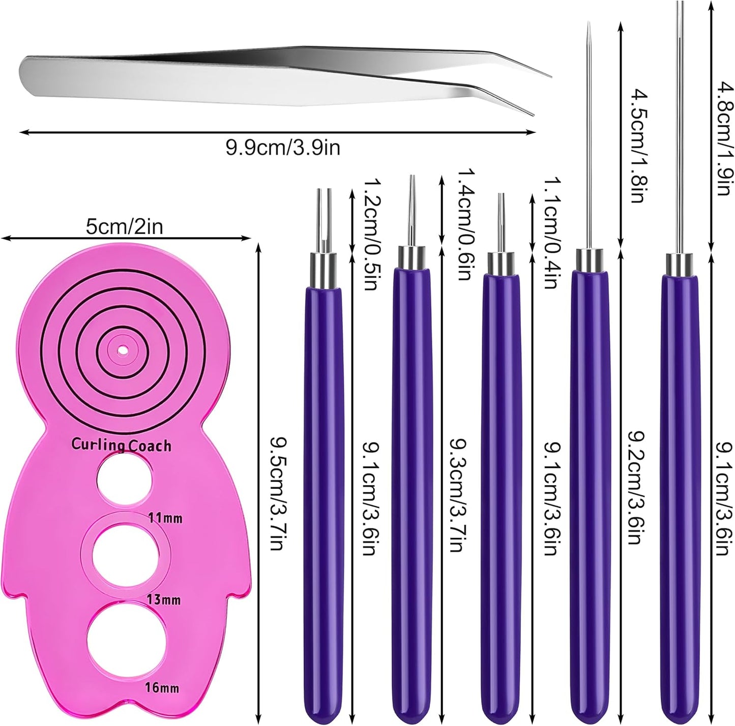 Newellsail Juego de 7 Herramientas de Quilling de Papel Herramientas Multifunción de Filigrana de Papel Incluyen 5 Bolígrafos de Aguja de Quilling, 1 Entrenador de Curling y 1 Pinzas